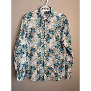 ZARA MAN Slim Fit Floral Button Up Shirt Multicolor Large Long Sleeve Retro Prep